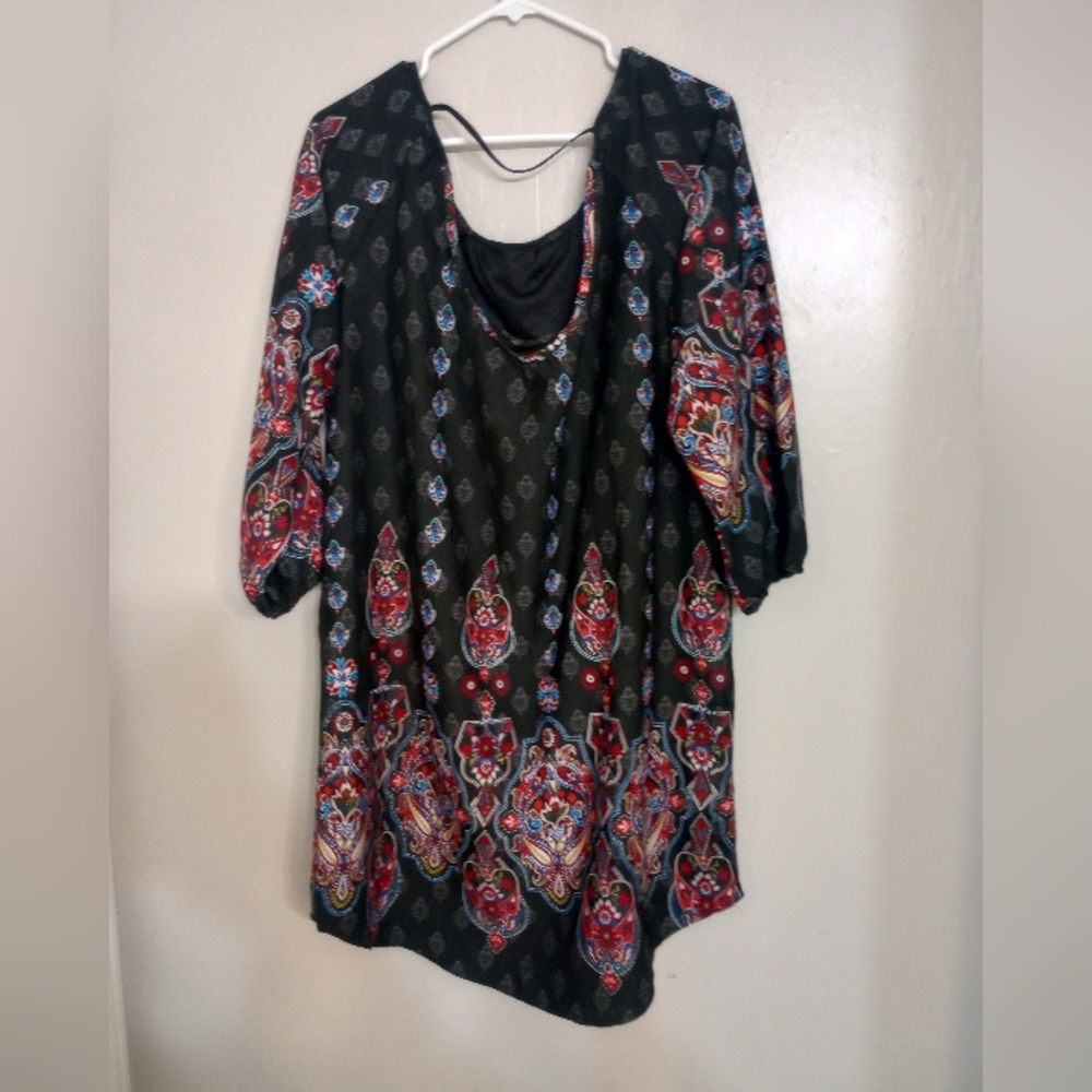 Rock And Roll Cowgirl Women's 3/4 Sleeve Paisley Style Design Tunic Dress - Picture 4 of 10